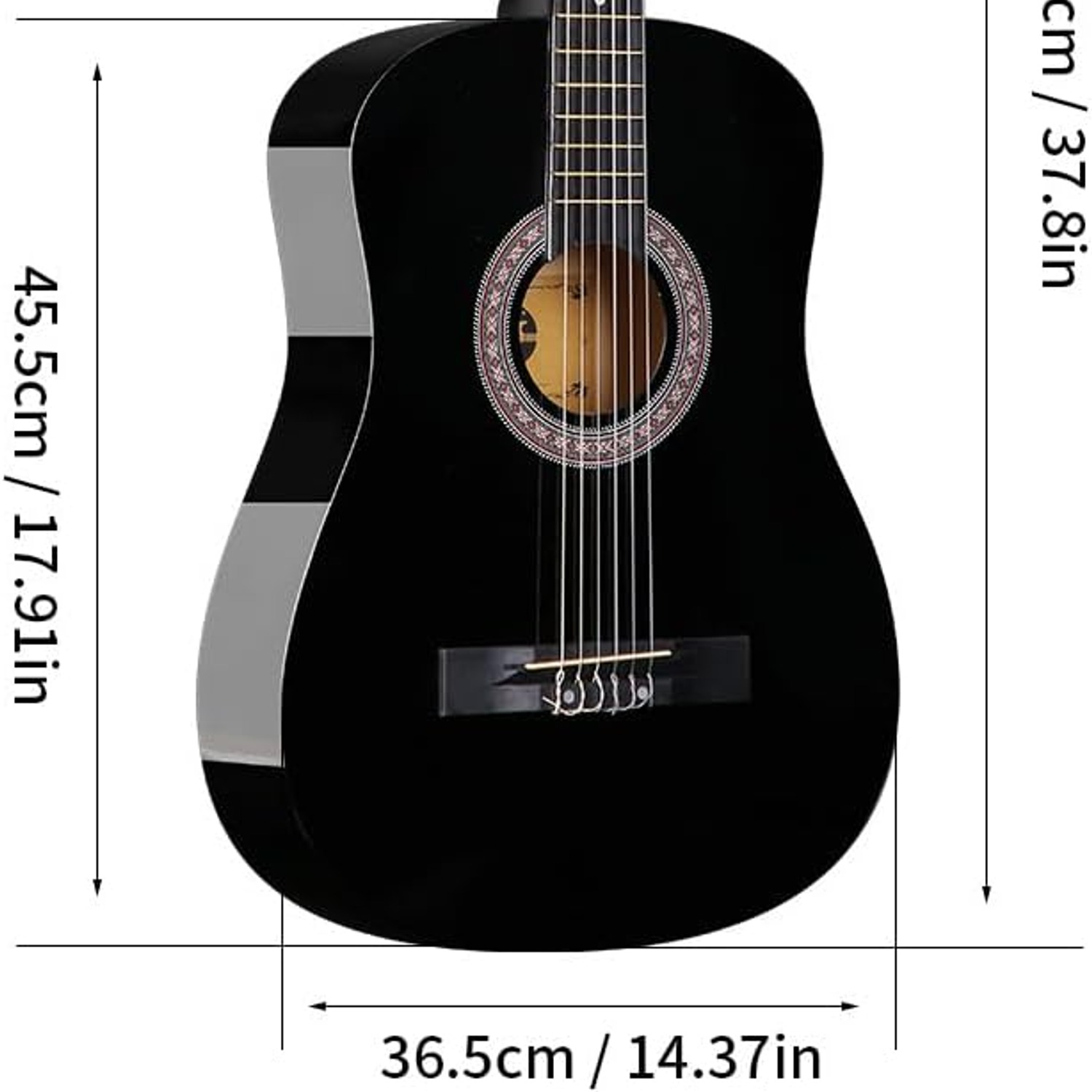 38 Inch Classical Guitar Starter Kit with Gig Bag, Capo and Strap