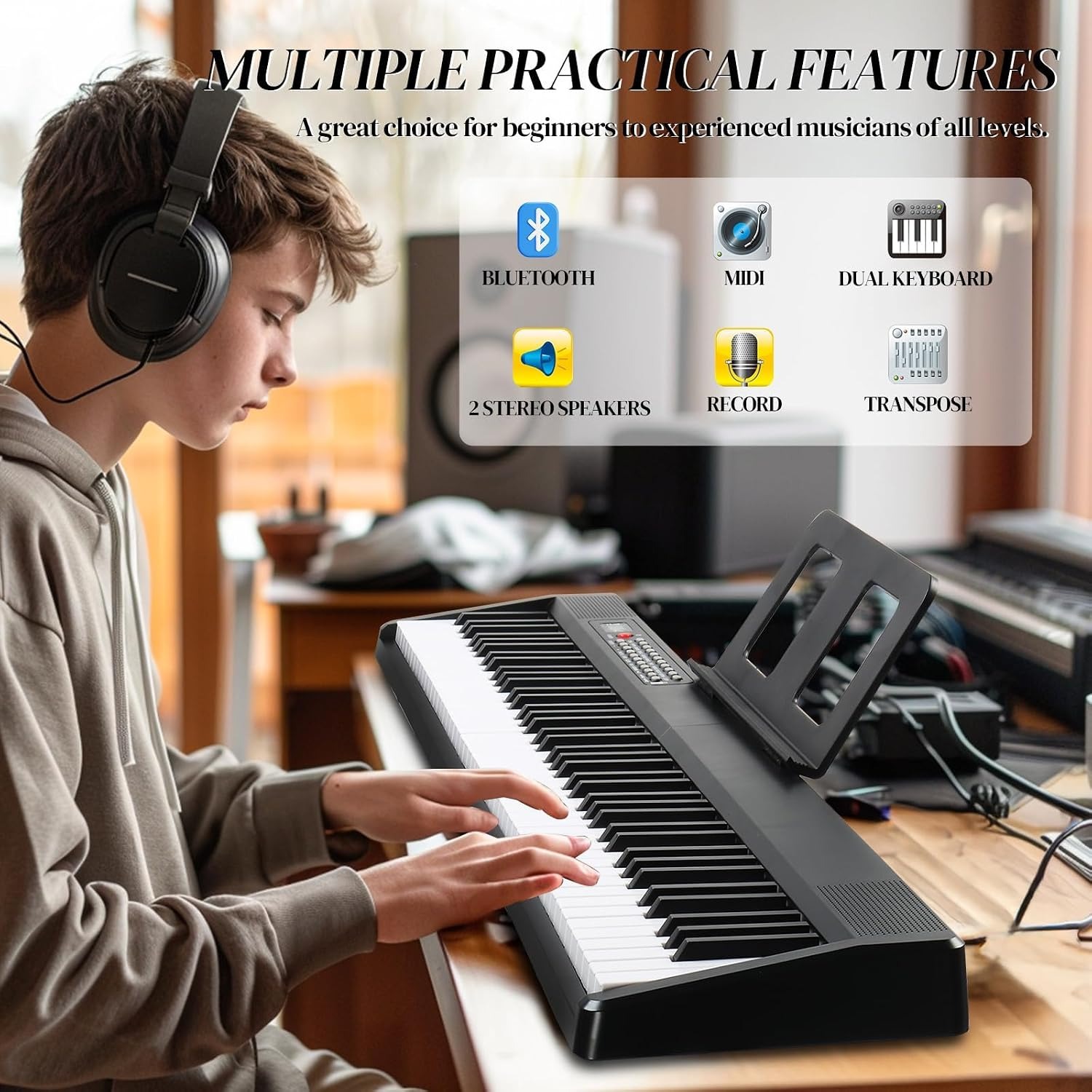 OMZZ Ryuusei 88 Foldable 88 Key Digital Piano Beginner Set