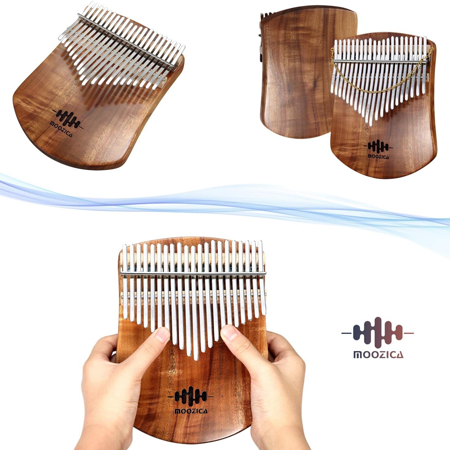 Moozica 21-Key Solid Koa Kalimba Thumb Piano