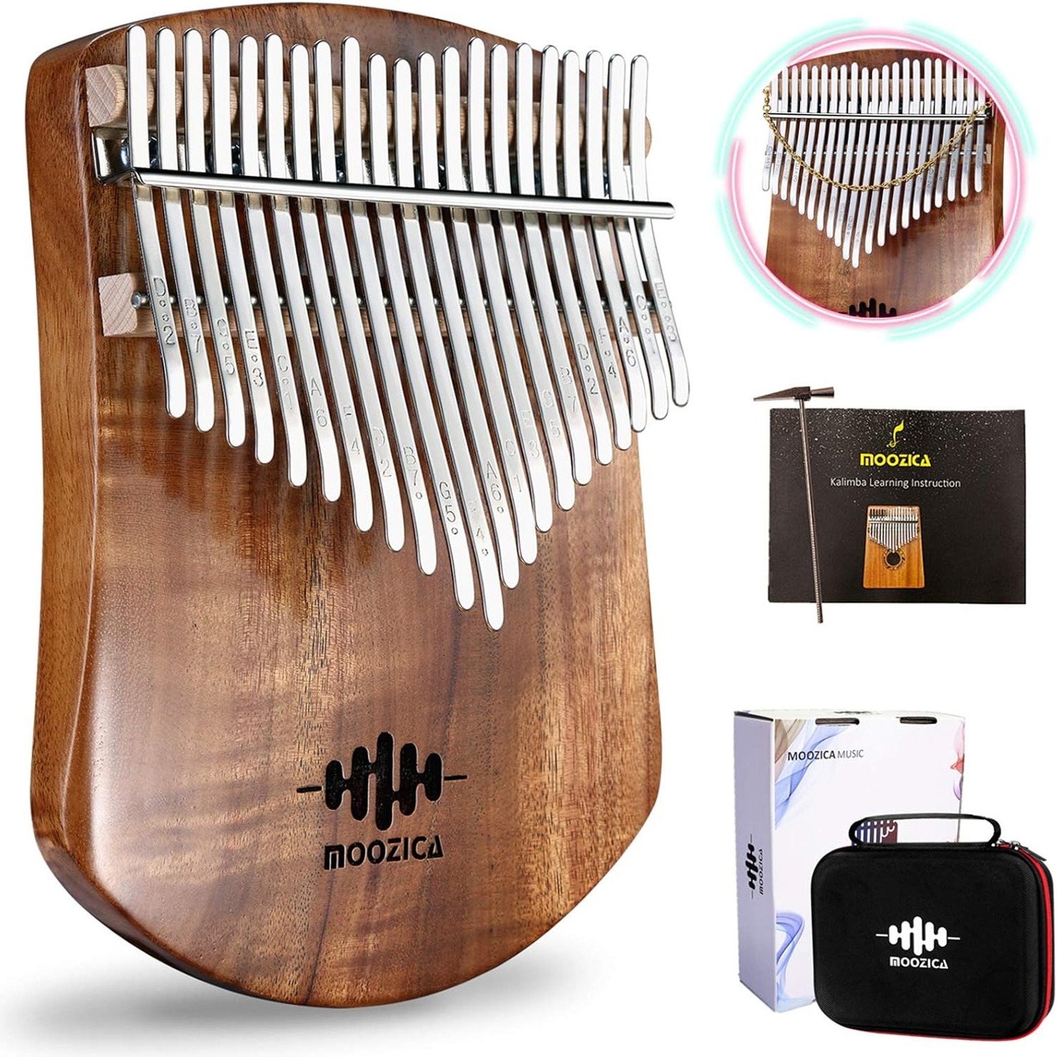 Moozica 21-Key Solid Koa Kalimba Thumb Piano