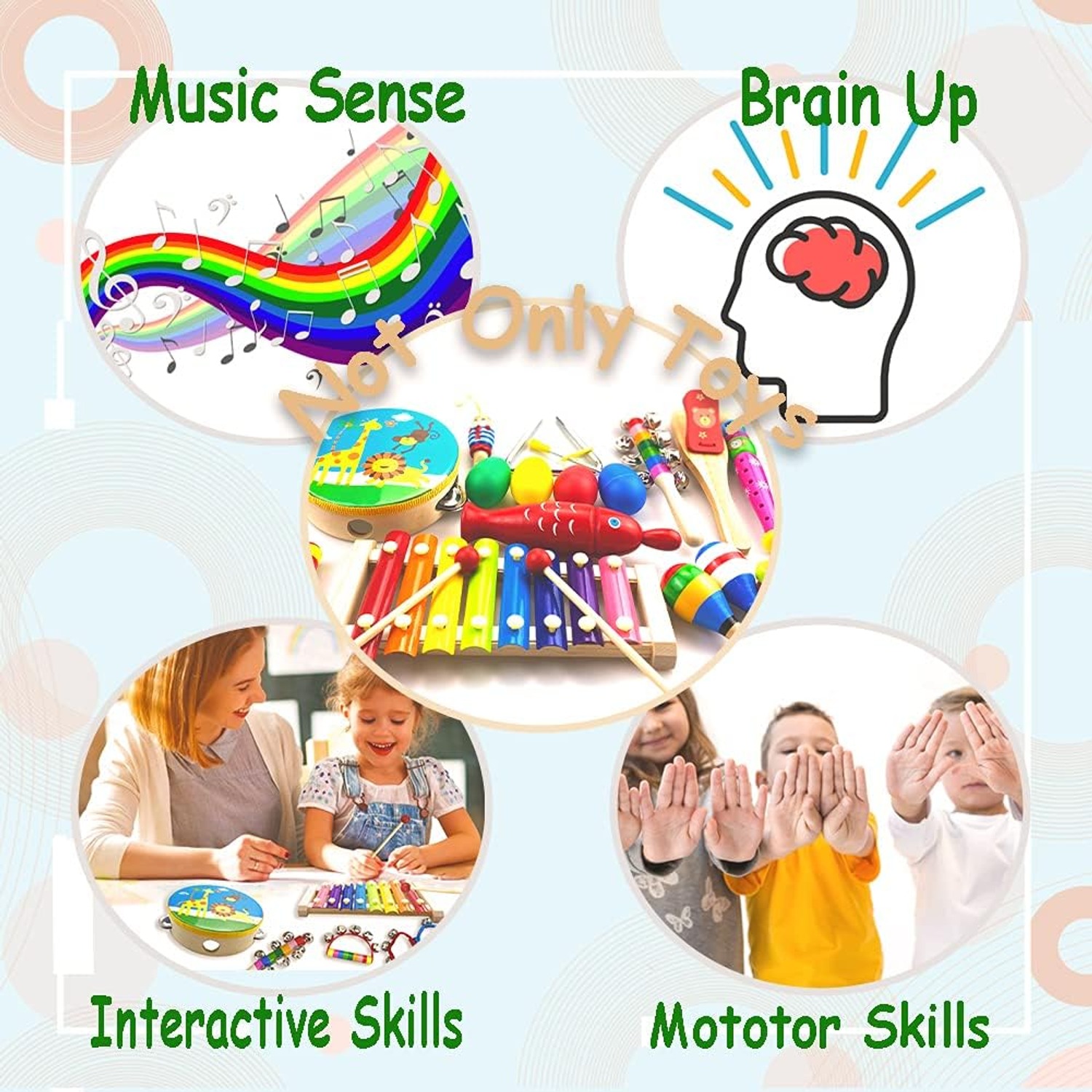 Kids Percussion Set with Wooden Xylophone