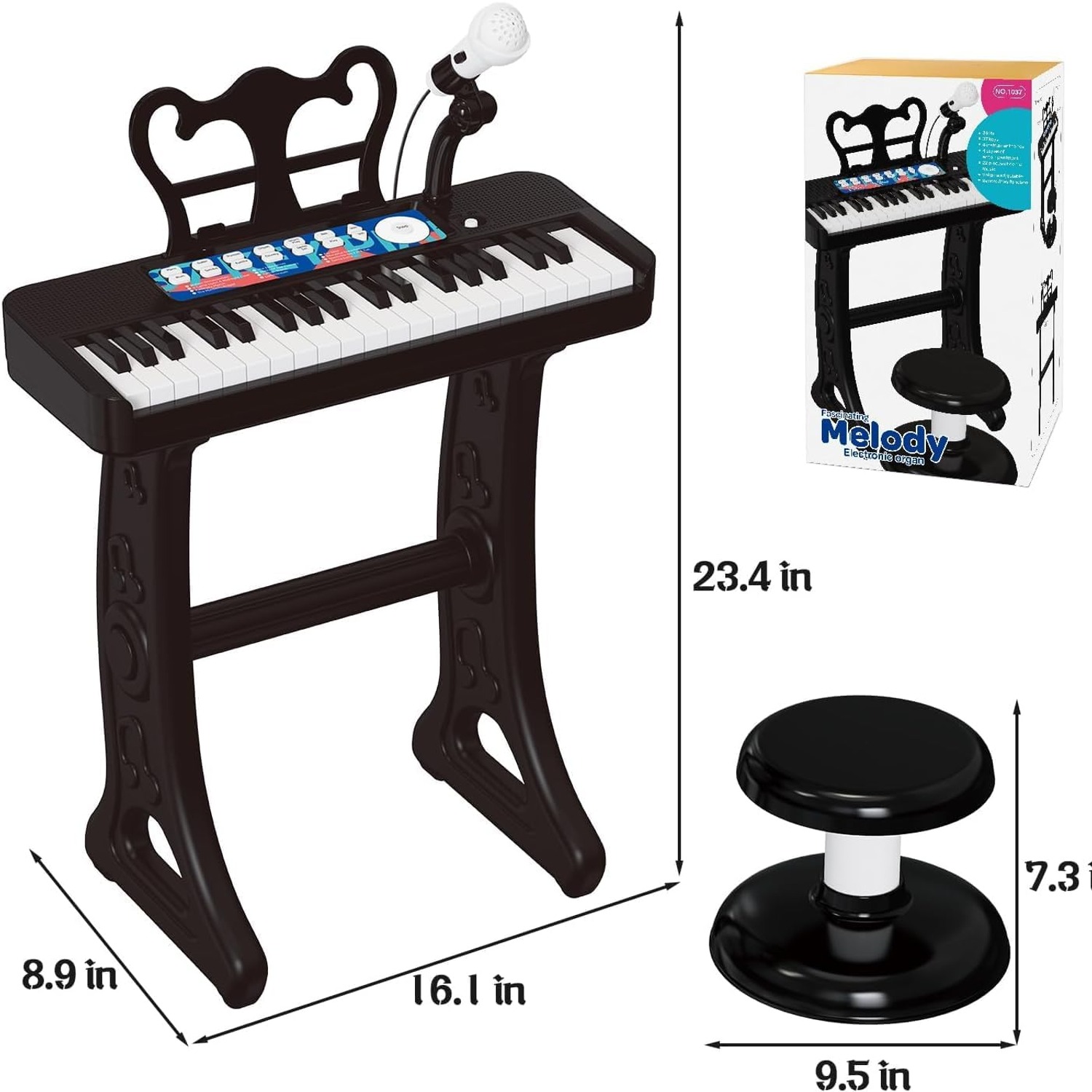 Tucraew 37-Key Kids Piano Keyboard with Microphone, Stool and Music Stand: image 2