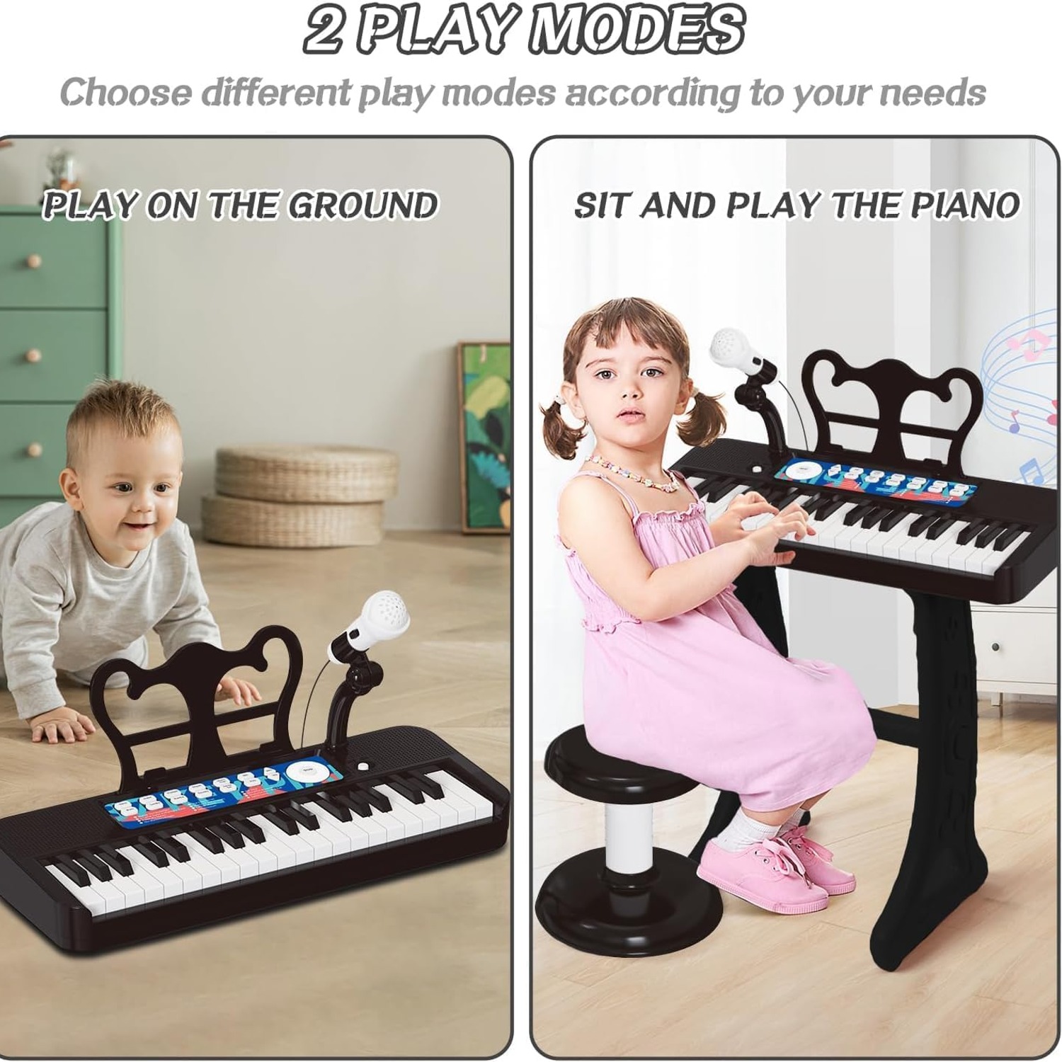 Tucraew 37-Key Kids Piano Keyboard with Microphone, Stool and Music Stand: image 3