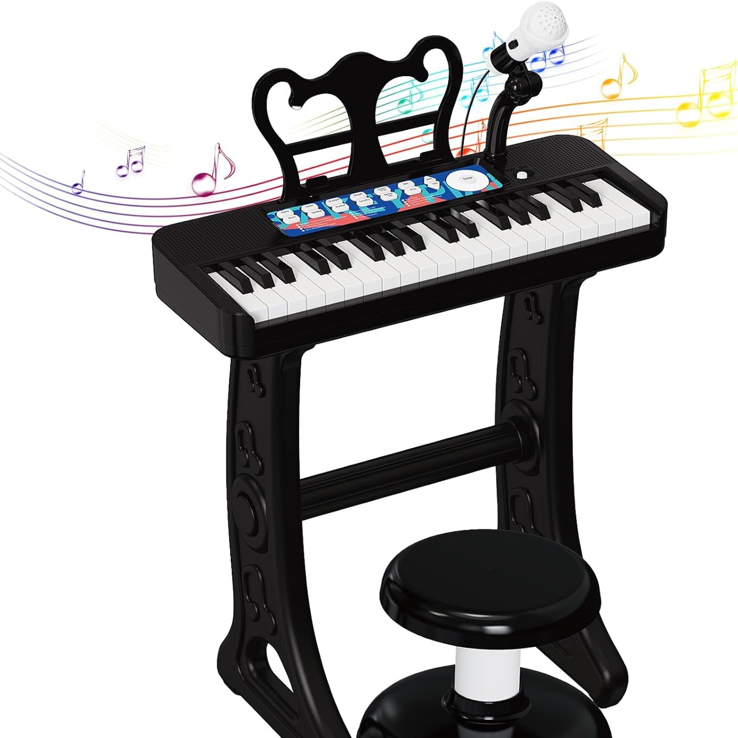 Tucraew 37-Key Kids Piano Keyboard with Microphone, Stool and Music Stand