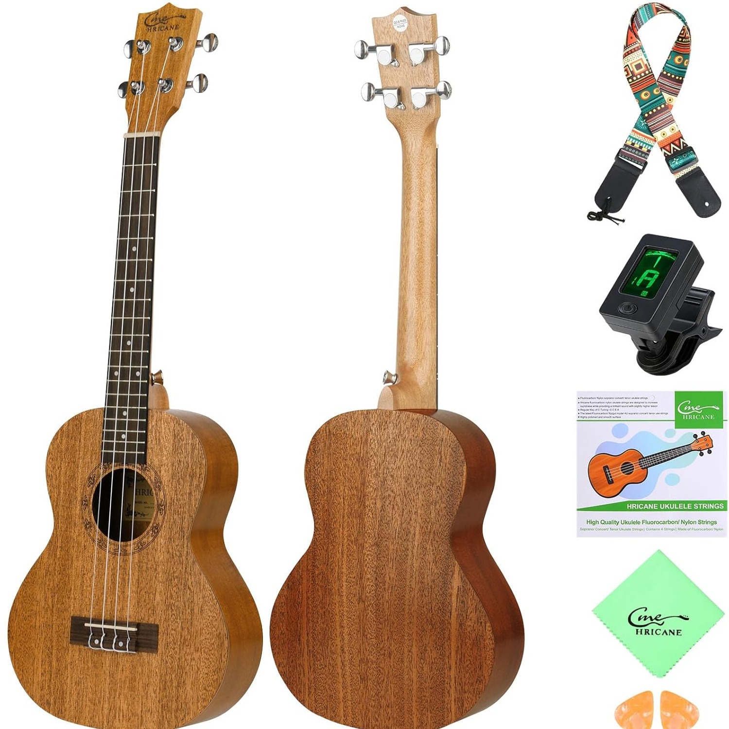 Hricane Concert Ukulele 23 Inch Mahogany Starter Pack: image 1