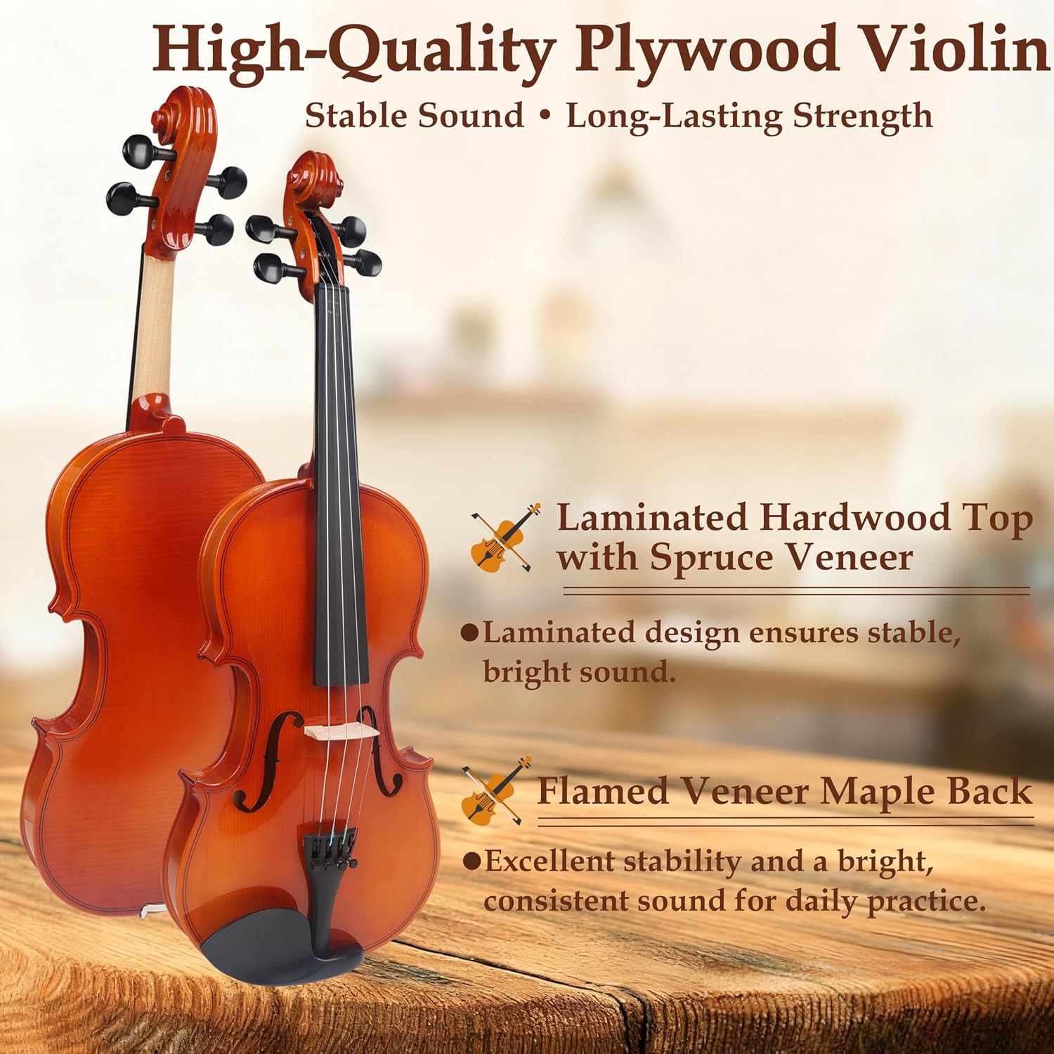 DIGERVY 4/4 Full Size Violin Kit with Case, Bow and Rosin