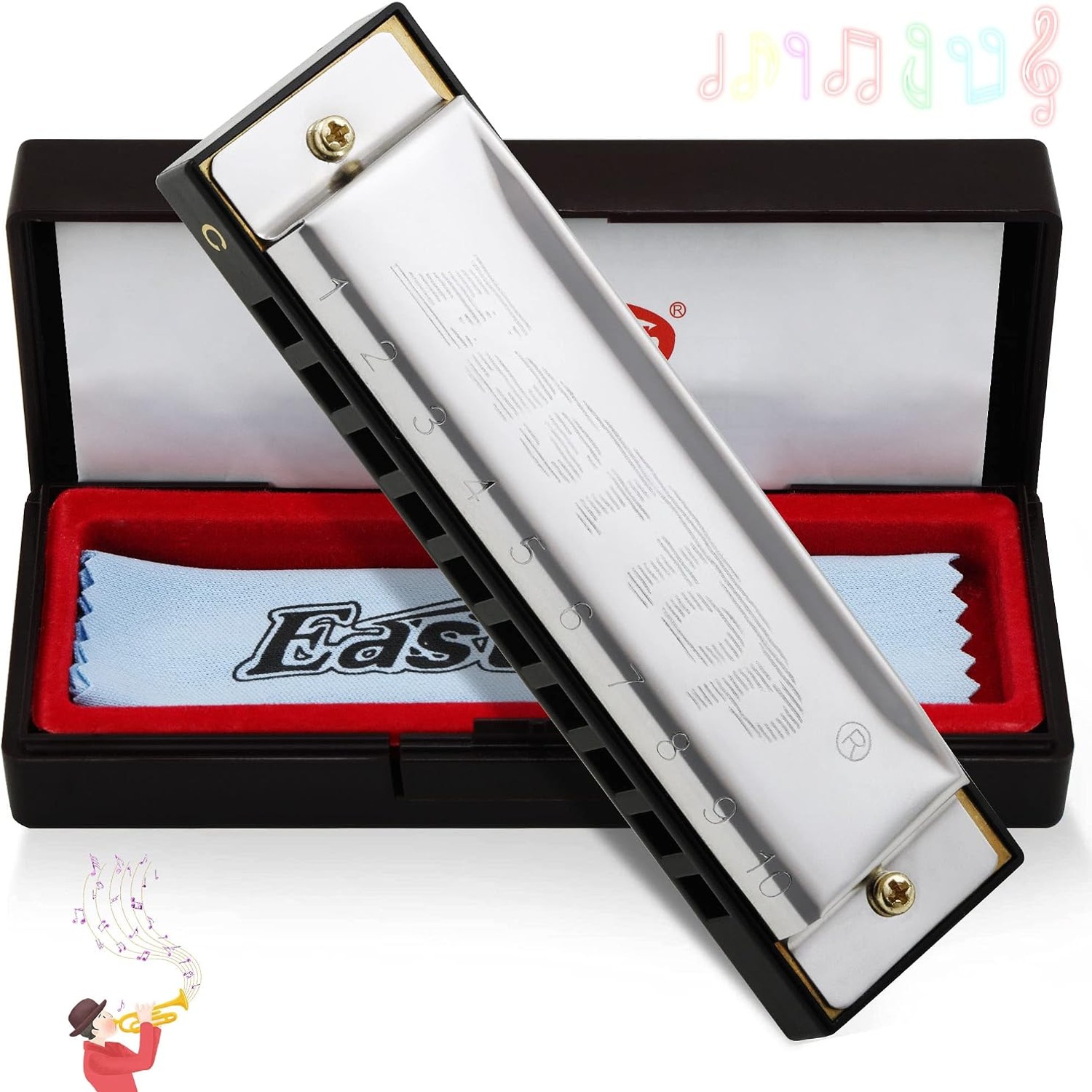 East Top T10-4 10 Hole Blues Harmonica, Key of C