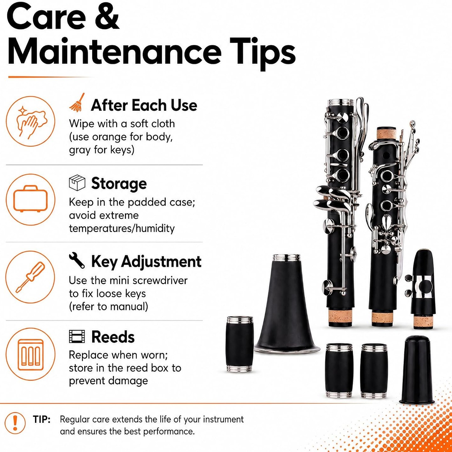 17-Key Bb Clarinet with Case and Starter Accessory Kit